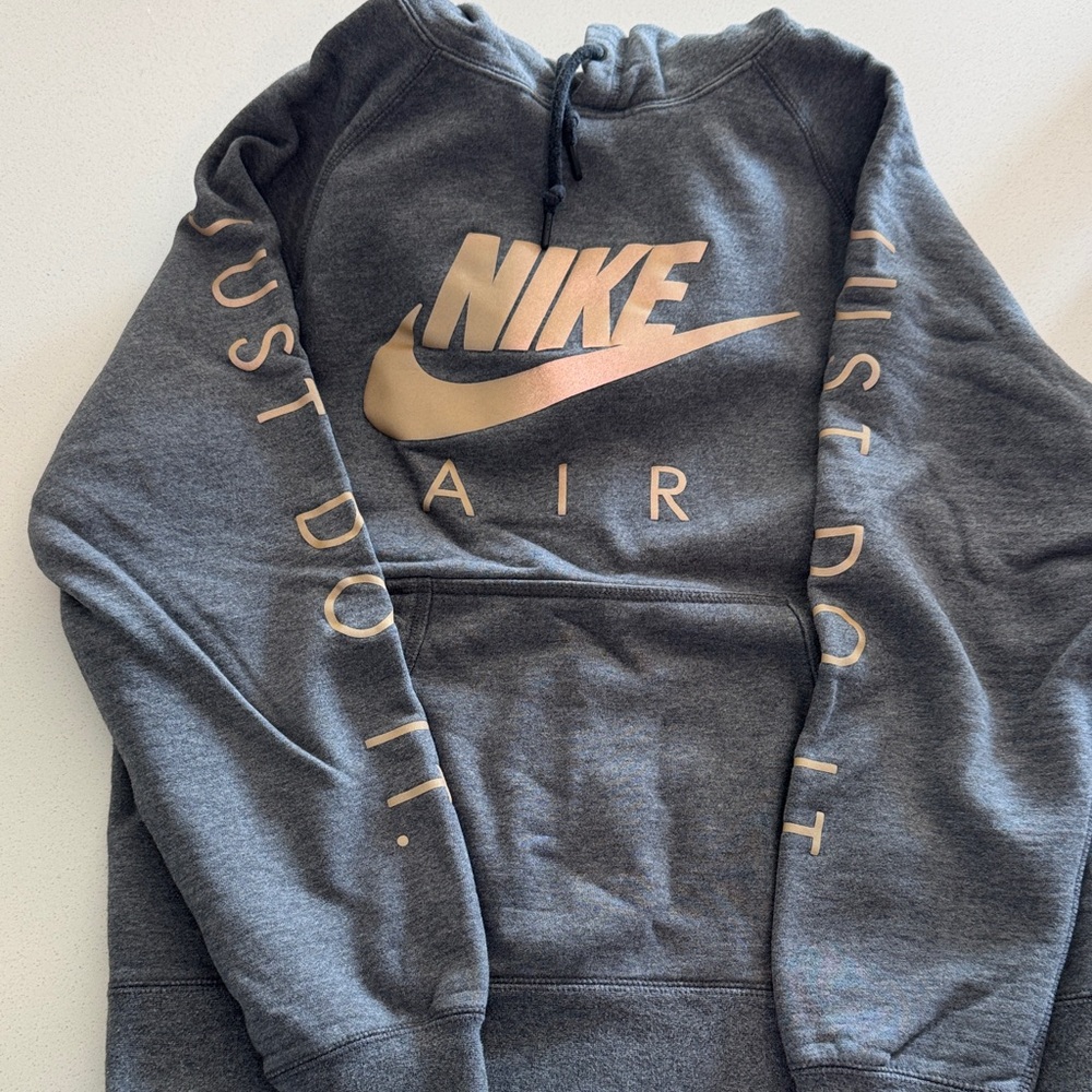 Nike Charcoal Hoodie with Metallic Gold Logo